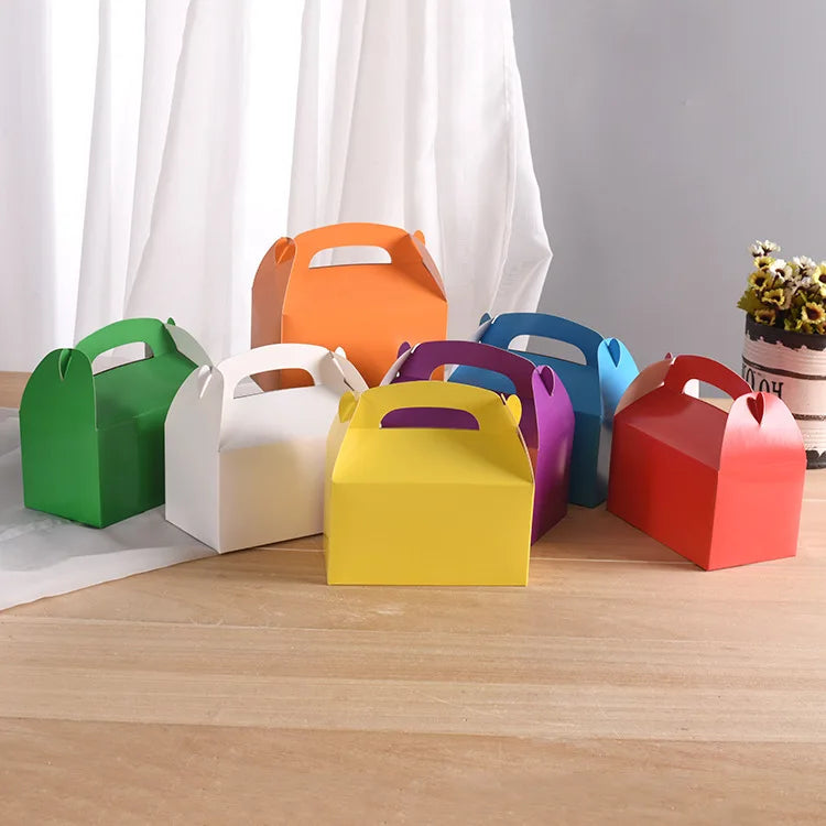 Wholesale Cheap Colorful White Portable Packaging Mini Paper Carrier Small Cake Boxes With Handles