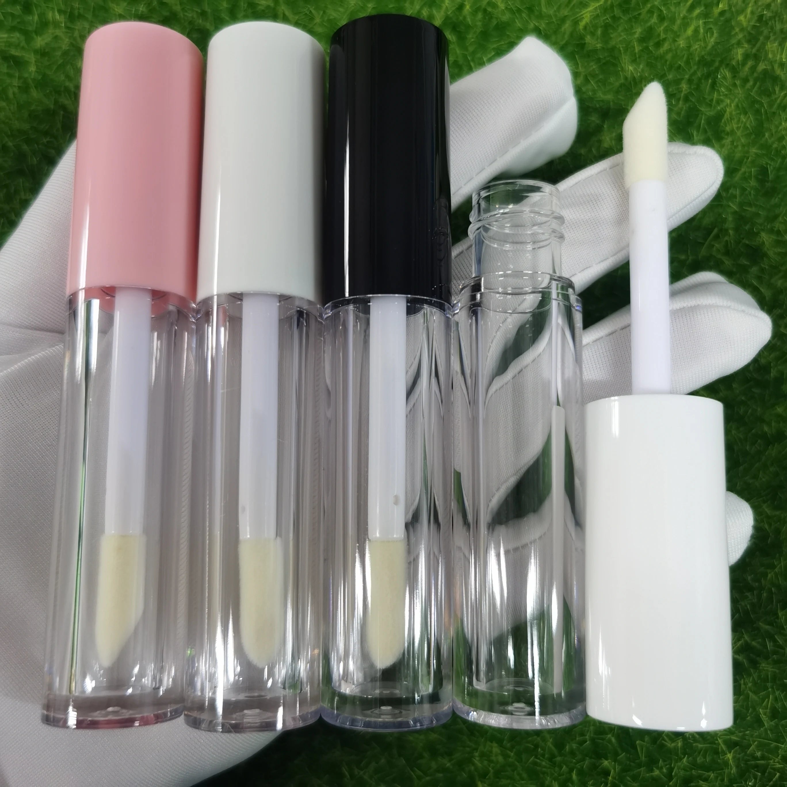 CY328 Custom Pink Color Clear Lipgloss Containers Concealer Tube Screen Printing Plastic Lip Gloss Tubes With Big Brush Big Wand