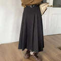 French Style Pleated A-line Skirt Autumn and Winter New High Waisted Retro Mid Length
