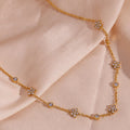 Dreamshow Dainty AAA Zircon Chain Necklace Flower Charm Choker Necklace for Women Gold Plated Stainless Steel Jewelry