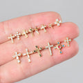Multiple CZ Cross Shape Punk 20g Barbell Ball Stud Cubic Zirconia Tiny Small Studs Tragus Hypoallergenic Cartilage Piercing