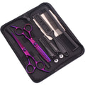 Hairdressing Scissors 6'' Japan Stainless Purple Barber Scissors Set Thinning Shears Hair Scissors Haircut Set Comb C1001