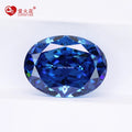 China Factory Price Crushed Ice Cut Cz Stone Dark Blue Color Oval Shape Full Sizes Cubic Zirconia