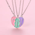 3pcs/Set Best Friend Necklace Magnetic Heart Puzzle Pendant Brightness Best Friend BFF Necklace for Girls Besties