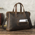 Contact's Casual Laptop Bag for Men 13.3 Inch Laptop Handbag Vintage Crazy Horse Leather BrIefcase Laptop Bag With Front Pocket
