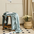 Factory Wholesale Tassel Super Soft 100% Acrylic Knitted Throw Blanket for Home Use JY