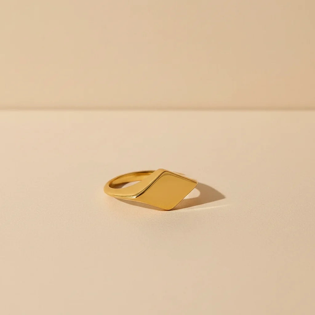 18K Gold Plated Geometric Stainless Steel Finger Ring Women Gold Rings Jewelry for Gift