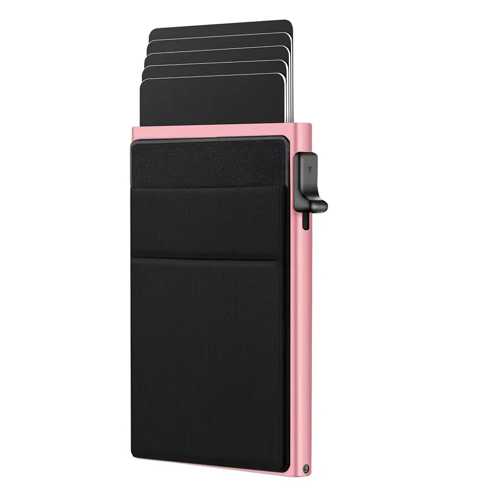 Slim Aluminum Alloy RFID Blocking Card Holder Mini Pocket -up Function No Closure Fashion Design for Convenient Storage Cards