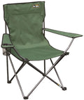 WOQI Full-Back Metal Quad Chair for Outdoor and Camping Supports Blue with Cooler Cup Holder and Carry Bag Included