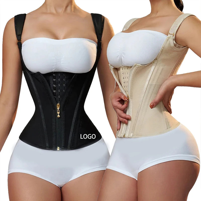 Colombian Waist Trainers With Personal Logo Vest With Strap for Women Weight Loss Belt Slimming Eoth Zipper Fajas