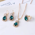 Fashion Shiny Rhinestone Water Drop Bridal Wedding Necklace Earring Rings Zircon Jewelry Set for Woman Luxury Wholesale
