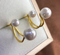 E1926 6-9mm DIY Natural Freshwater Pearl Charm Earrings Mounting Accessory 925 Sterling Silver Gold Plated  Jewelry for Women