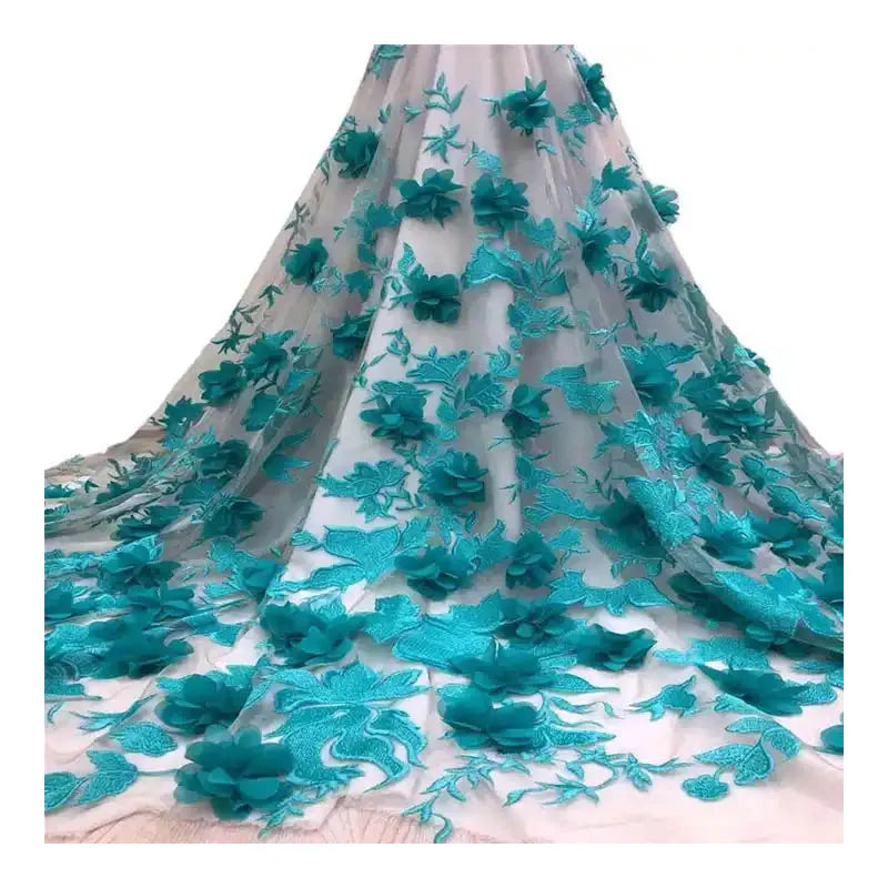 High Grade Soft 3d Embroidered Mesh Fabric Stage Women's Glitter Crystal Lace Dress Fabric
