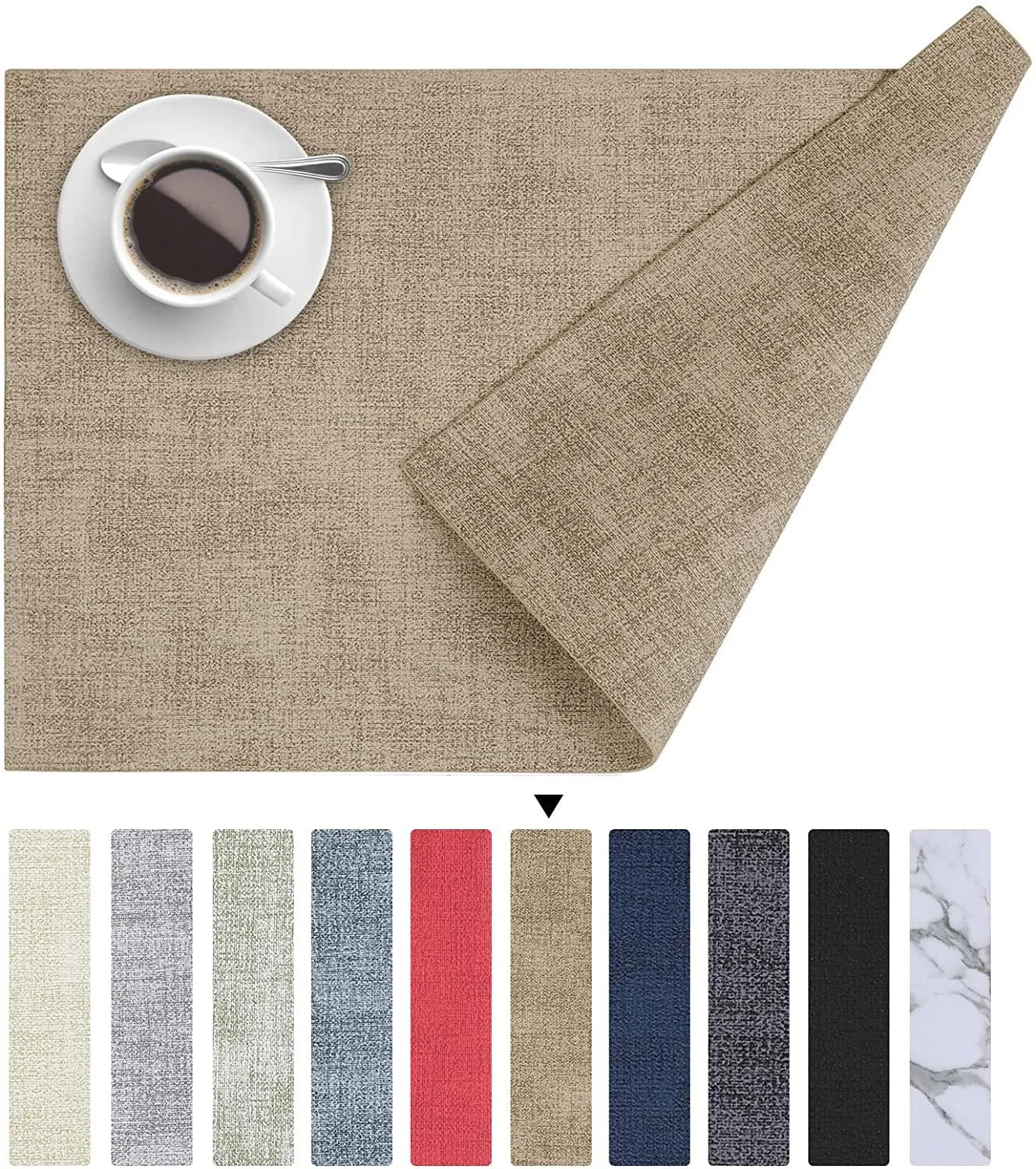 Customized Printed Logo PU Classic Eco-Friendly Anti-Hot Insulation Washable Placemat