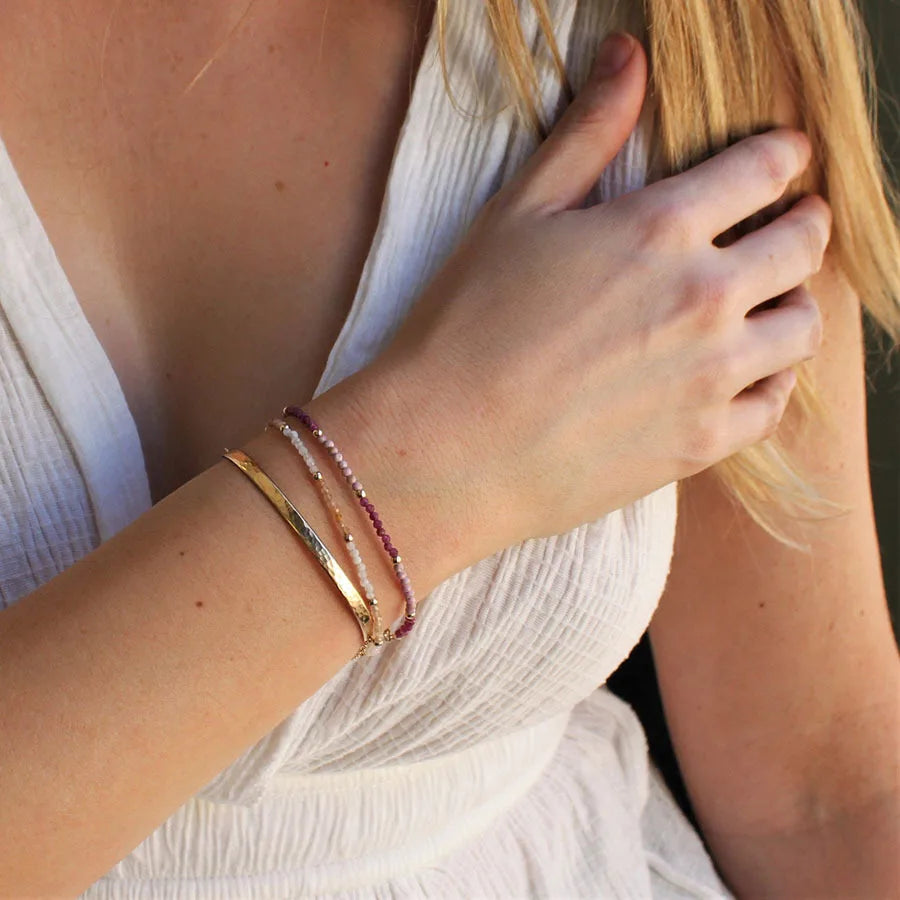 INS New Design Bohemian Folding Summer Beach Style Beads Bracelet Multi-color Natural Stone Beaded Bracelet for Girls