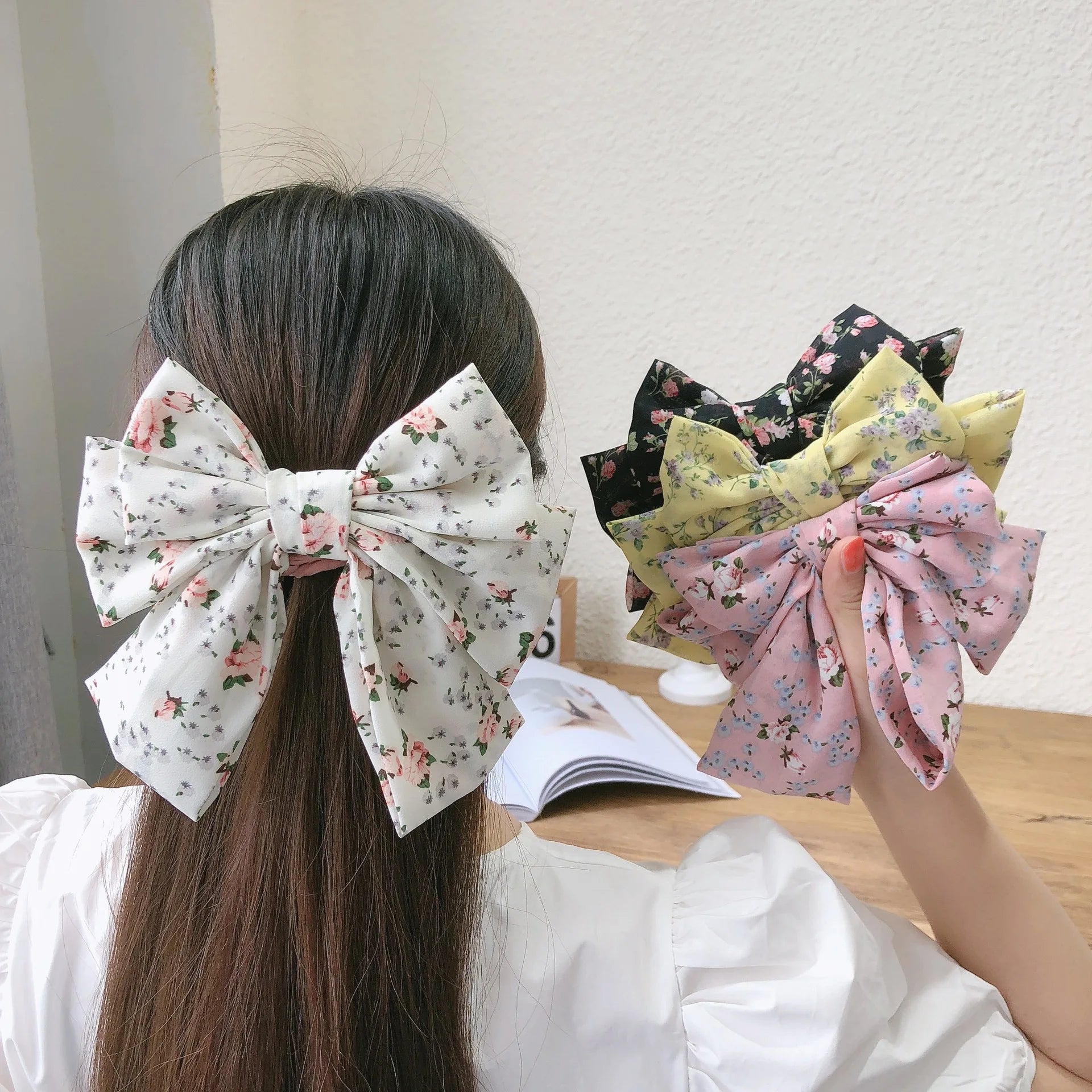 Korean Three-layer Floral Big Bow Hairpin Spring Clip Hairpin Girl Hair Clip Accessories