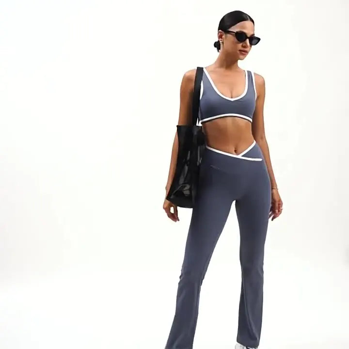 Open Back Workout Wear Colour Blocking Wide Straps Shockproof Yoga Bras Sleeveless Gym Fitness Top Sports Bra for Women
