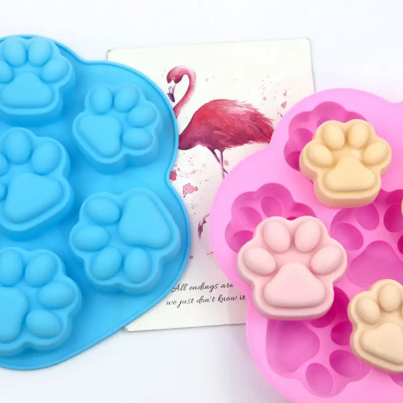 1014  Free Sample Silicone Soap Molds 7 Hole Cute Cat Feet Shape Silicone Candle Molds Hand Make Cake Mould