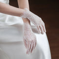 Romantic Simple Lace White Short Bridal Gloves All Fingers See Through Wedding Accessories Sleeves