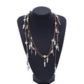 Retro Ethnic Style Leaves Charms Long Chain Necklace Sweater Chain Bohemian Multi-Layer Women Necklace