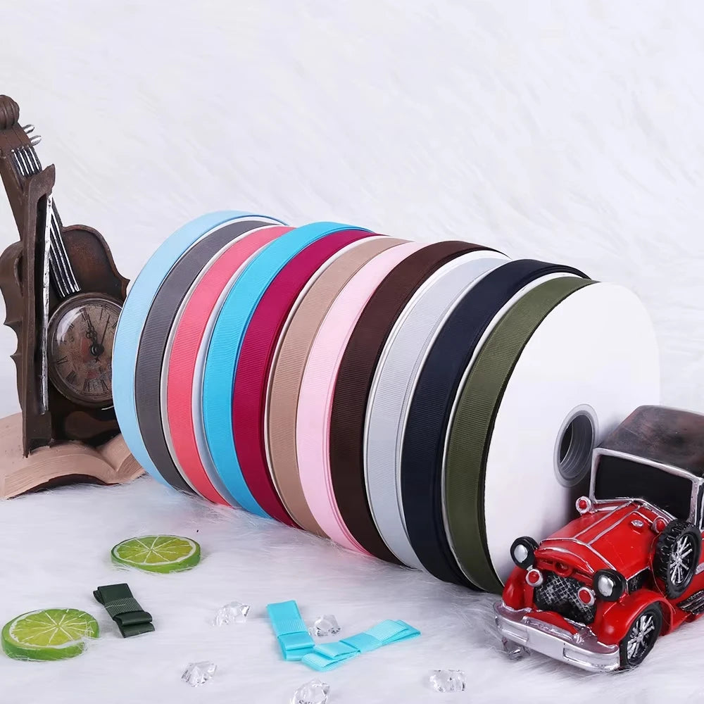 Custom Printed Double Face 100% Polyester High Tenacity Grosgrain Ribbon Wholesale 196 Colors 2 Inch Wired Decoration