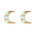 Gemnel Women 925 Sterling Silver Gold Plated Trio Opal Crescent Moon Stud Earrings