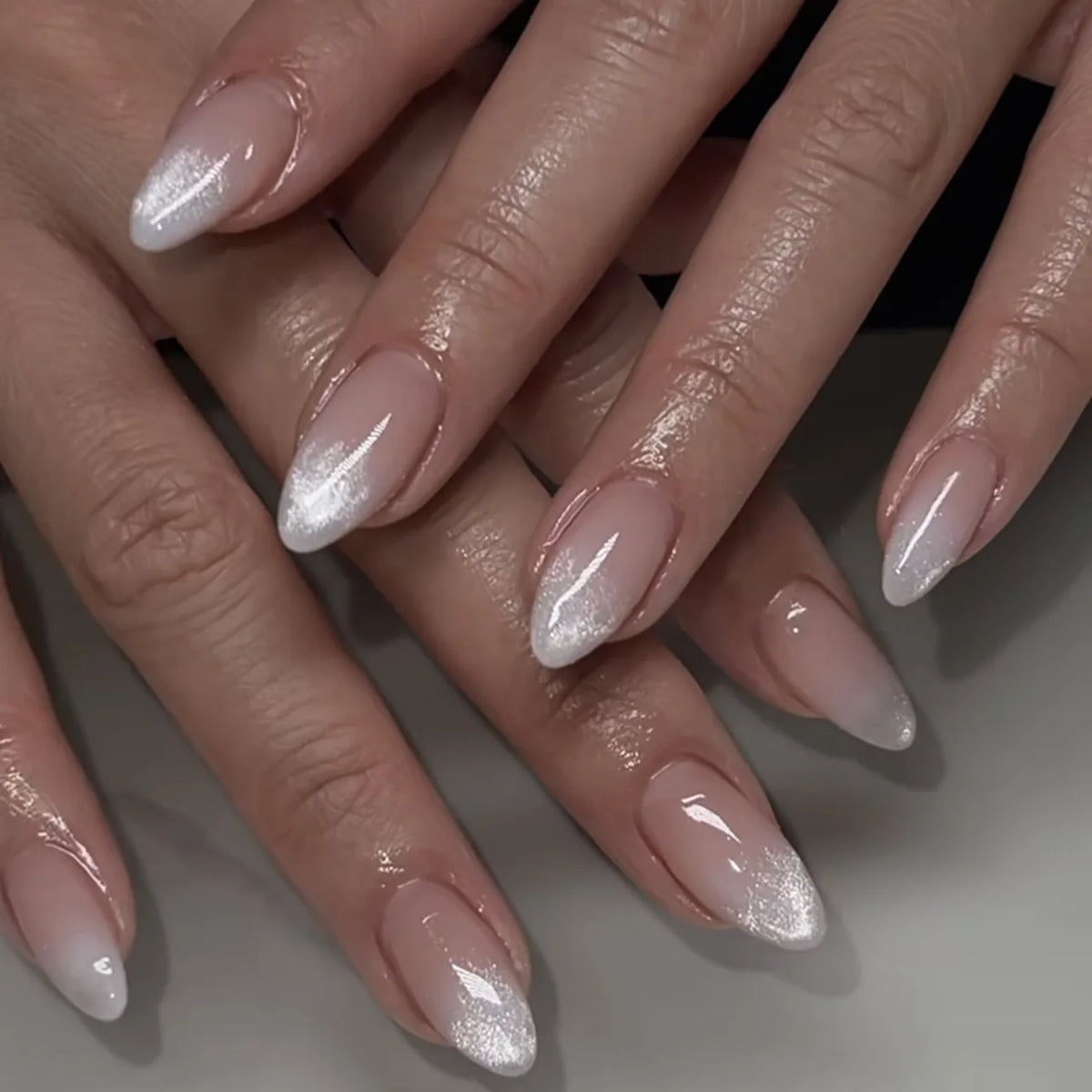 Wholesale 3864 French Ombre Press-on Almond Nails Press on Nails Artificial Fingernails Customize MegaBDM