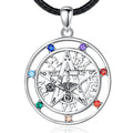 Merryshine 925 Sterling Silver 7 Chakra Amulet Solomon Seal Pentagram Satanic Pendant Necklace