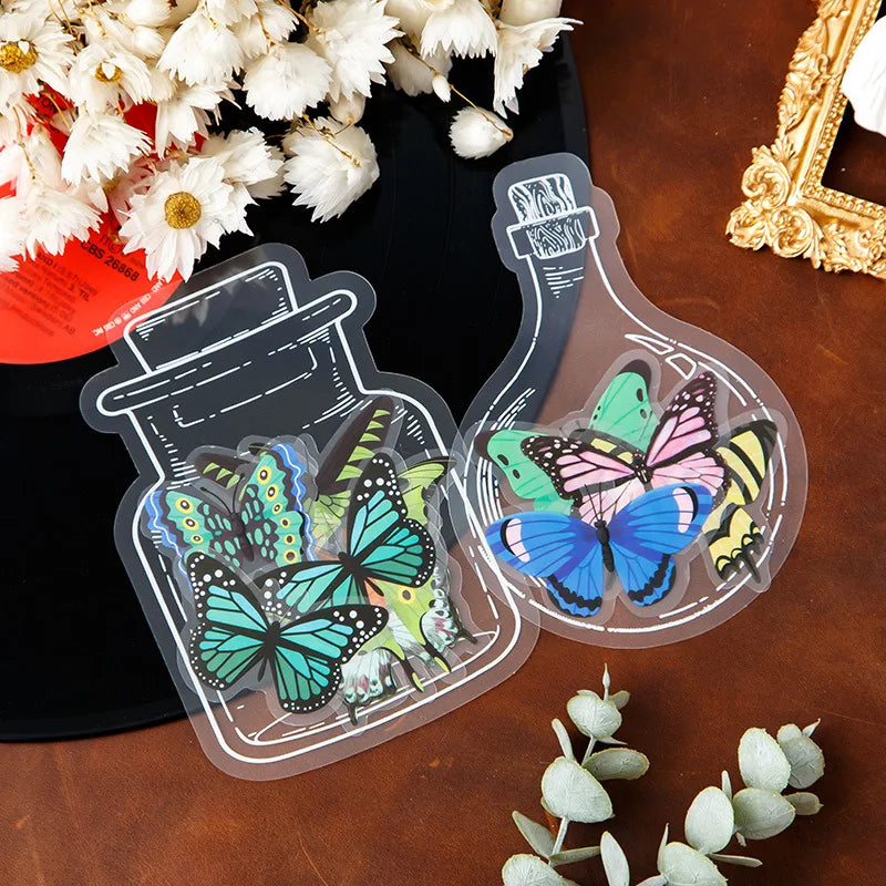 Custom PET Glass Bottle Sticker DIY Bottle Dried Flower Transparent Bookmarks