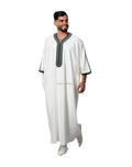 Kaftan for Men Jabador Gandoura Side Pockets 2024 Embroidery Thobe Long Sleeve Muslim Abaya Vintage White Robe Men's Jubba