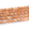 Natural Faceted Diamond Cut Sunstone Stone Loose   Beads for DIY Jewelry Making 5x67x8mm 38cm Strand