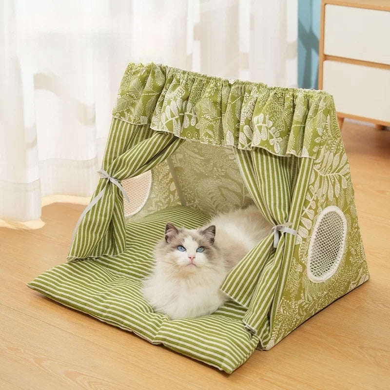 USMILEPET New Materials Cat House Dog Mattress Tent Removable Washable Semi-closed Ped Mat Pad for Four Seasons General