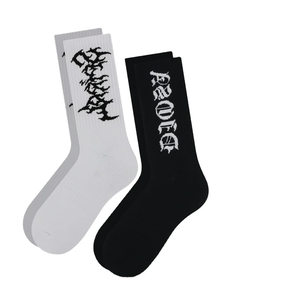 Custom Letter Logo Sock Men Knitted Cotton Casual Socks Design Your Own Logo Sox for Men