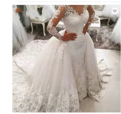 S122Q 2026 Lace Mid Waist White Goddess Fishtail Fishtail Light Luxury Wedding Dress