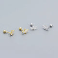 Ashion 925 Sterling Silver Diamond Zircon Crown Gold Plated Stud Earring Jewelry for Women