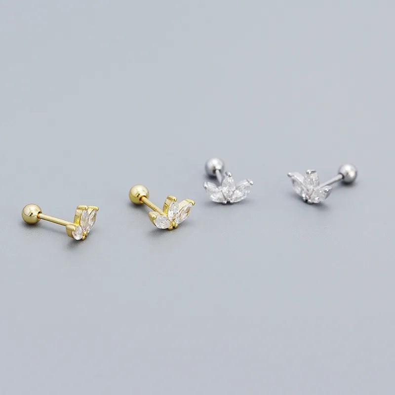 Ashion 925 Sterling Silver Diamond Zircon Crown Gold Plated Stud Earring Jewelry for Women