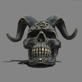 Punk Style Satan Sculpture with Sheep Horn Skeleton BCA41 Statue Resin Crafts Ornament for Room Decoration