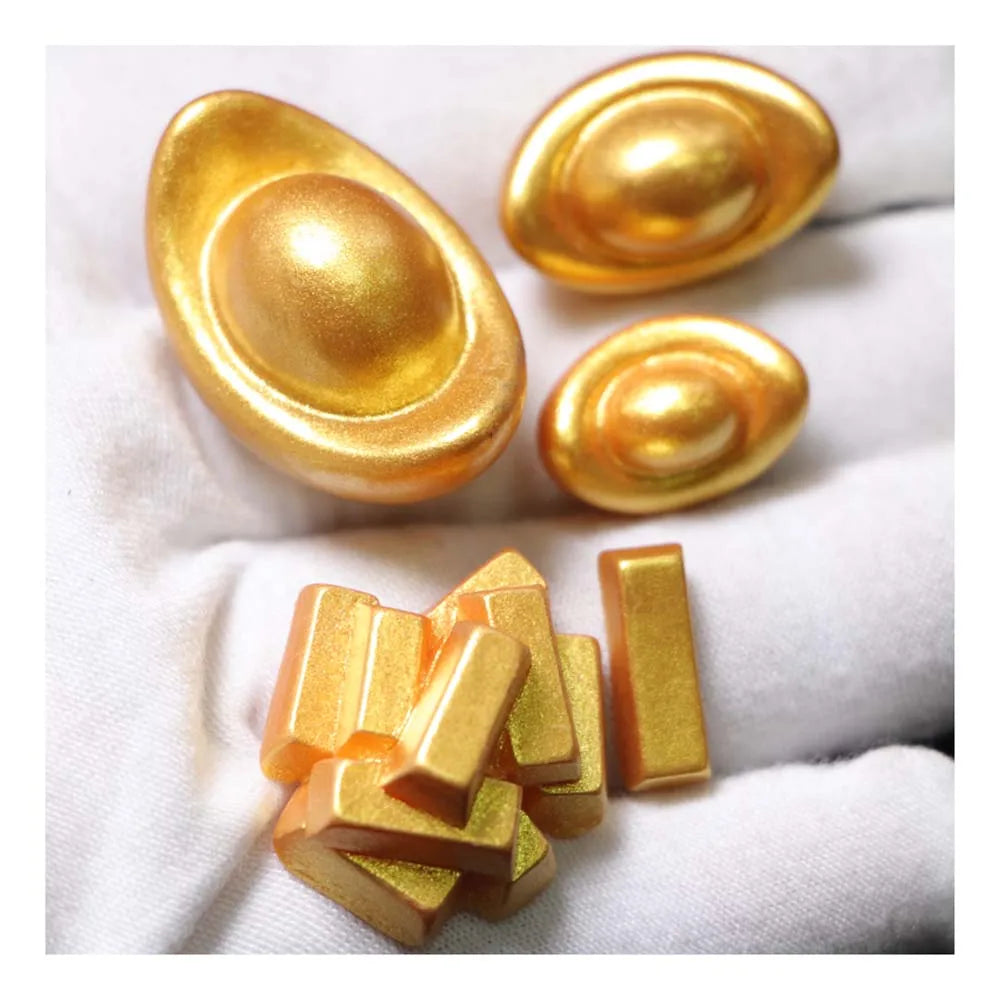 Chinese Gold Ingot Ornament Lucky Yuanbao Fengshui Decor Metal Mascot Crafts Feng Shui Auspicious Lucky Crafts