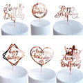 Rose Gold Acrylic Crown Happy Birthday Cake Topper Insert Decoration Supplies Birthday Party Decoration
