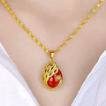 YL New Style Gold Diamond Peacock Phoenix Four-Leaf Clover Heart Pendant Vintage Fashion Jewelry Necklace