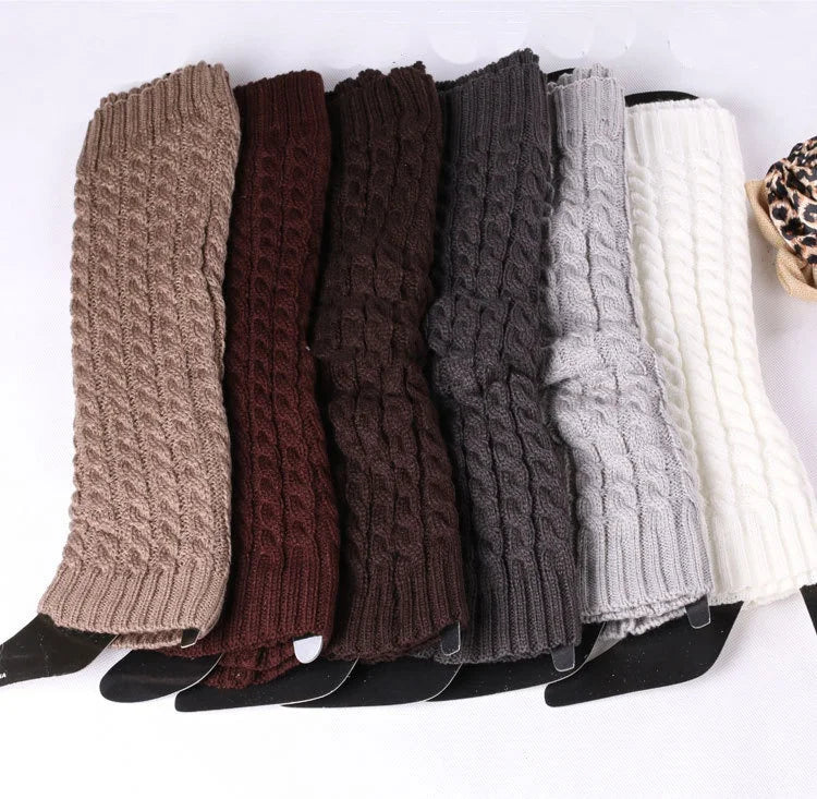 Wholesale Solid Color Cable Knit Leg Warmers Girls Winter Knitted Leg Warmers for Women