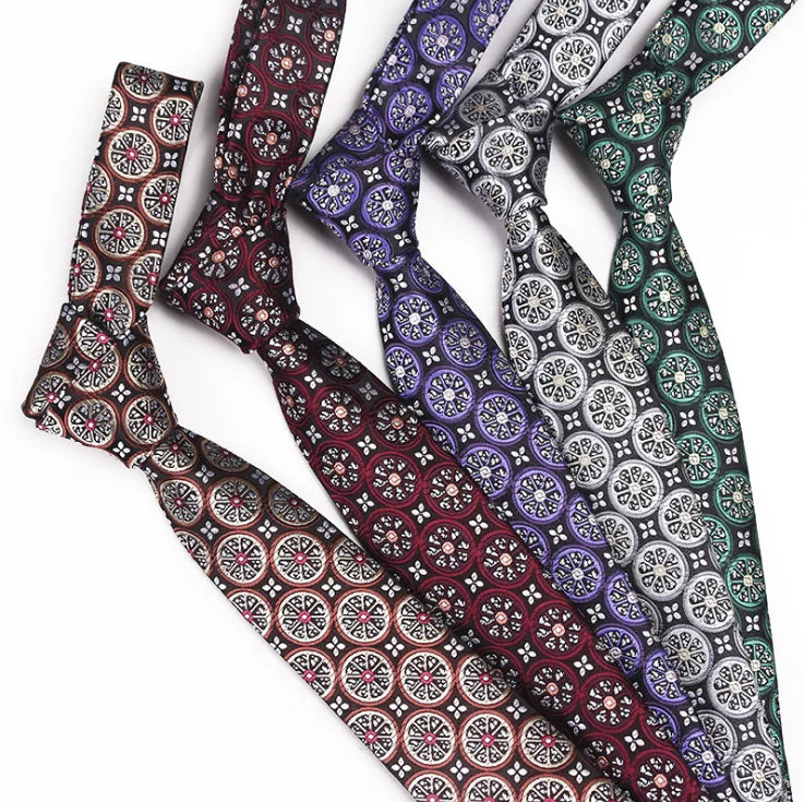 Silk Tie for Men Classic Business Solid Color Stripe Plaid Dots 7cm Jacquard Necktie Accessories Daily Wear Cravat Wedding Dress