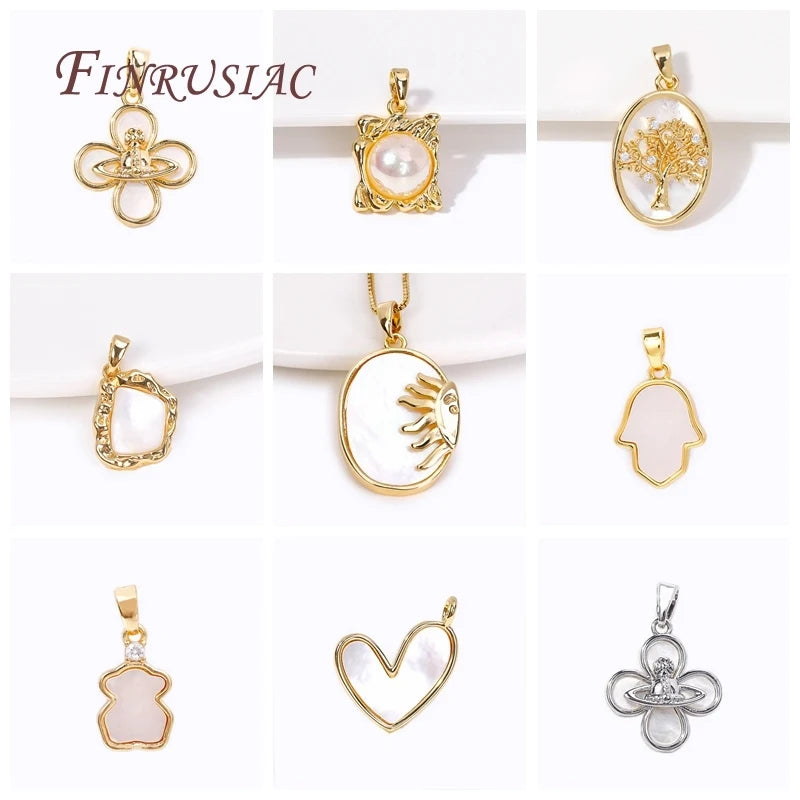 Wholesale 18K Gold Plated Trendy Pendants DIY Necklace Making Accessories Heart Tree Life Charms Jewelry Findings Components