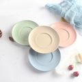 Wholesale Custom Biodegradable Wheat Straw Colorful Round Dinner Plates Cutlery Set