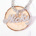 TOP ICY Luxury Shiny Baguette Letters Zircon Necklace Custom Name HipHop Jewelry Personalized Pink Brass Name Plate Necklace