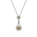 Fashion Women Jewelry Necklace Shiny Round Cut 925 Sterling Silver Yellow Zircon Pendant Necklaces