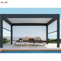 Modern Aluminum Pergola Intelligent Outdoor Canopy with Adjustable Retractable Cover Powder Coated Garden Gazebo Motorized
