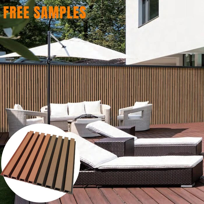 Composite Wooden Yard Slat Fencing Wood Plastic Privacy Villa Screen Fence Panel Exterior Wall Cladding Wpc