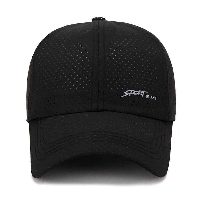 Summer Wholesale Unisex Quick-Drying Breathable Waterproof Mesh 6-Panel Baseball Golf Running Fitted Sport Cap 100% Polyester