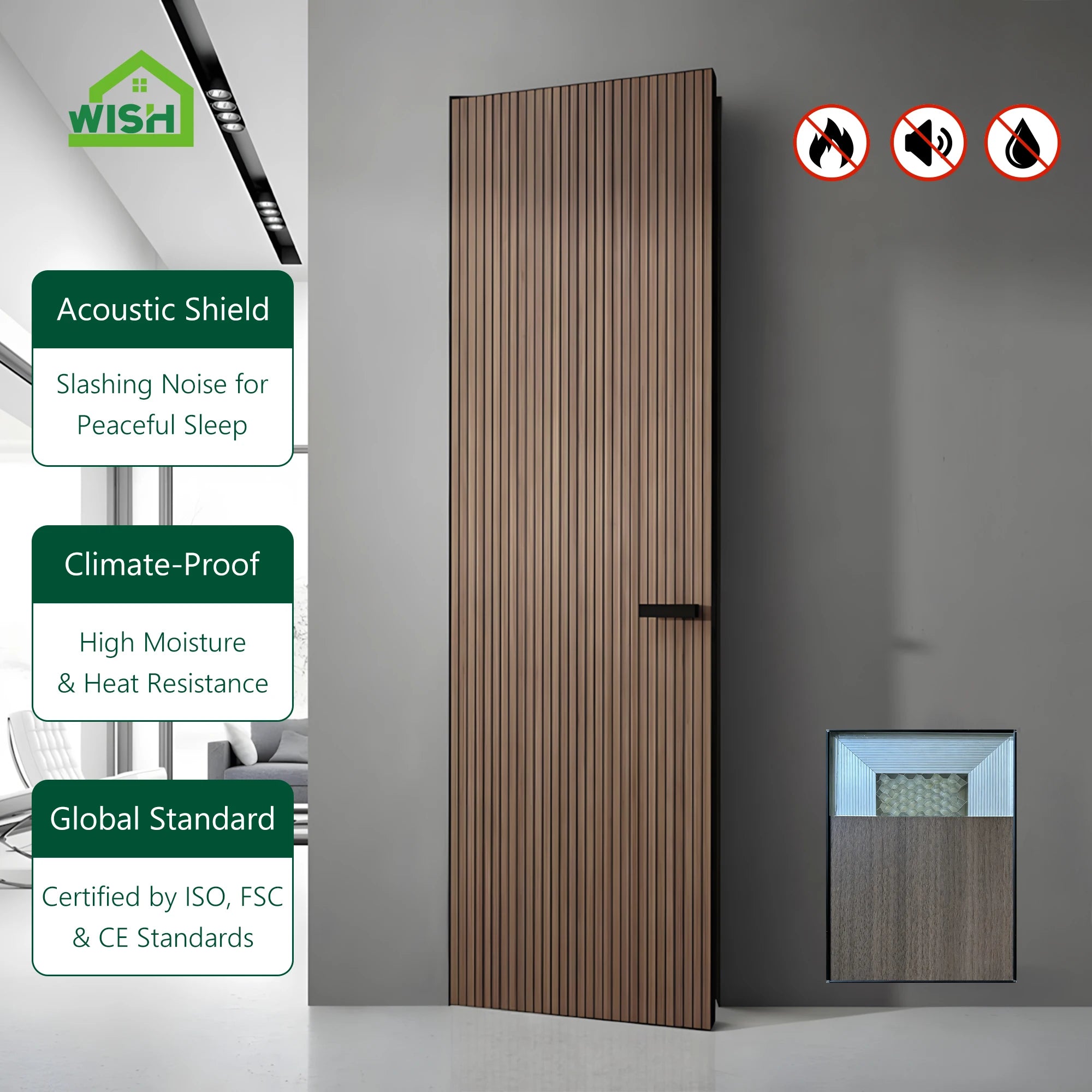Modern House Invisible Frameless Concealed Interior Bedroom Wooden Door Frameless Interior Invisible Door for Project Solution